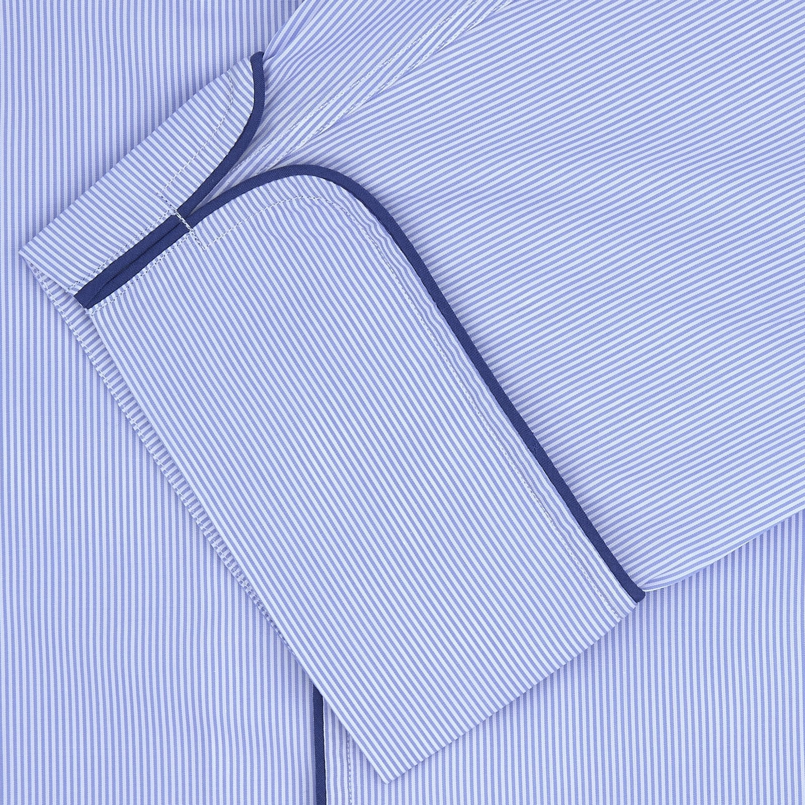 Image 2 of product Blue Fine Stripe Piped Sea Island Quality Cotton Pyjama Set